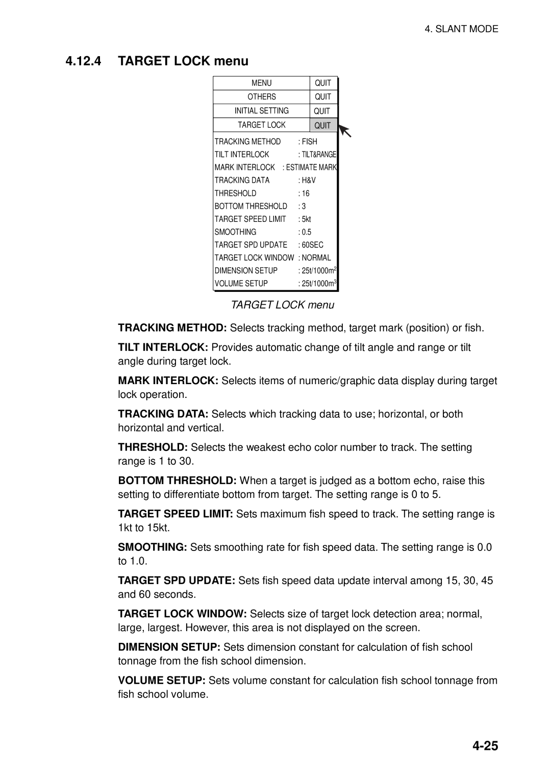 Furuno FSV-84 manual Target Lock menu 