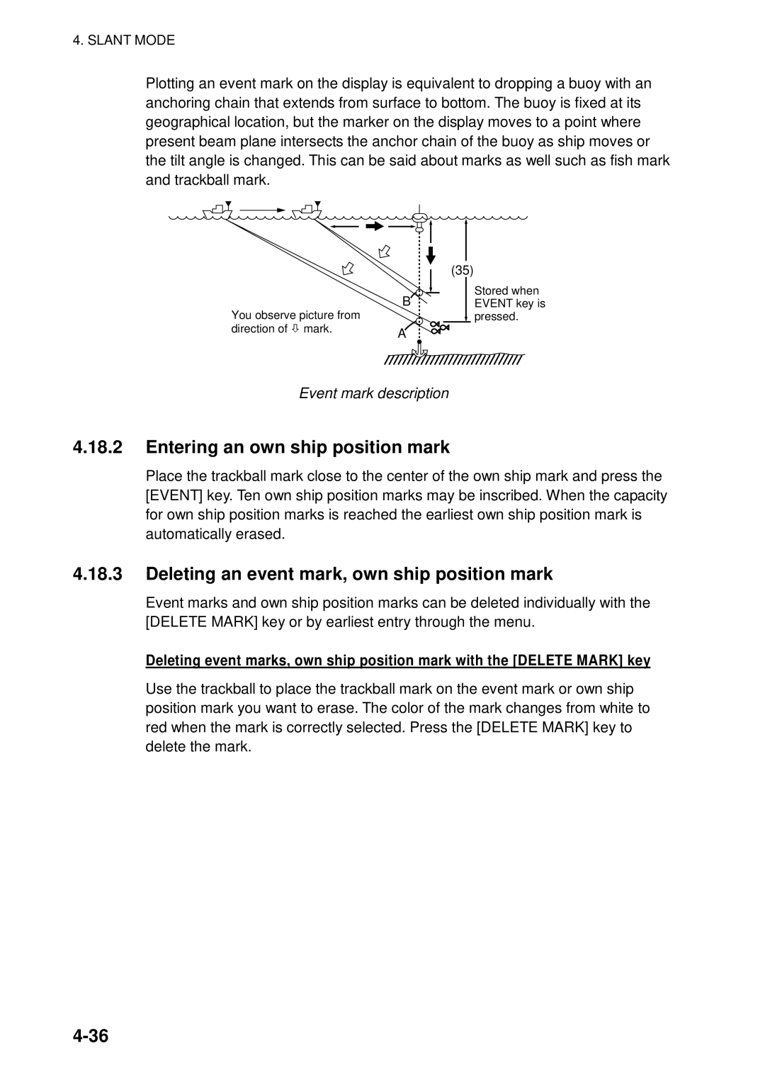 Furuno FSV-84 manual Entering an own ship position mark 