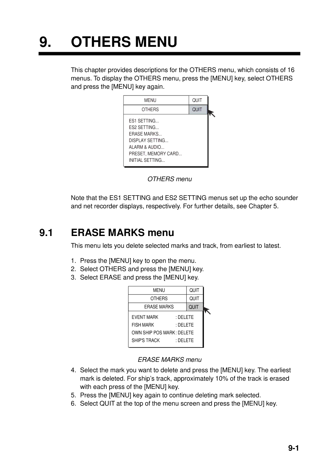 Furuno FSV-84 manual Others Menu, Erase Marks menu 