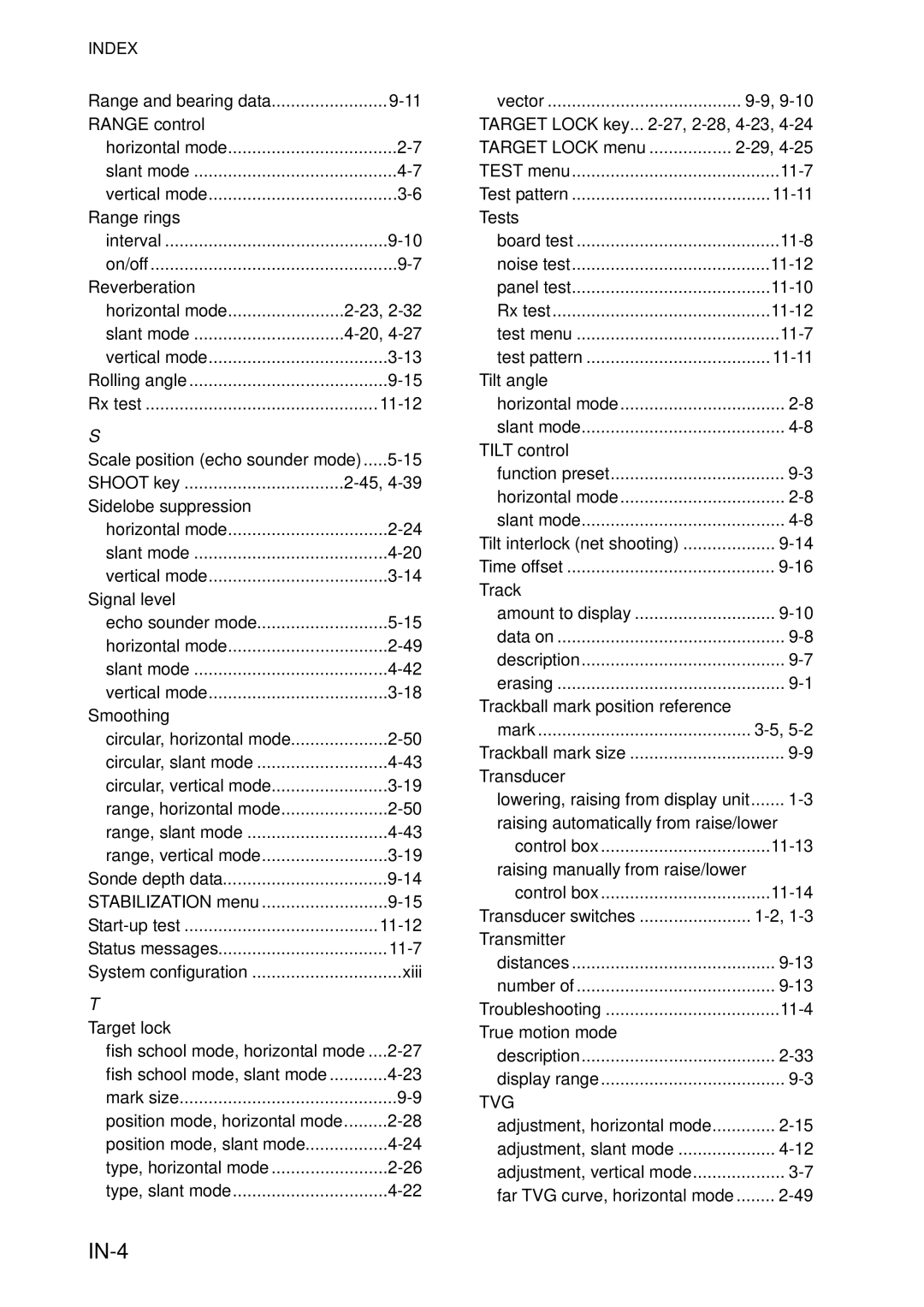 Furuno FSV-84 manual IN-4, Vertical mode Smoothing 