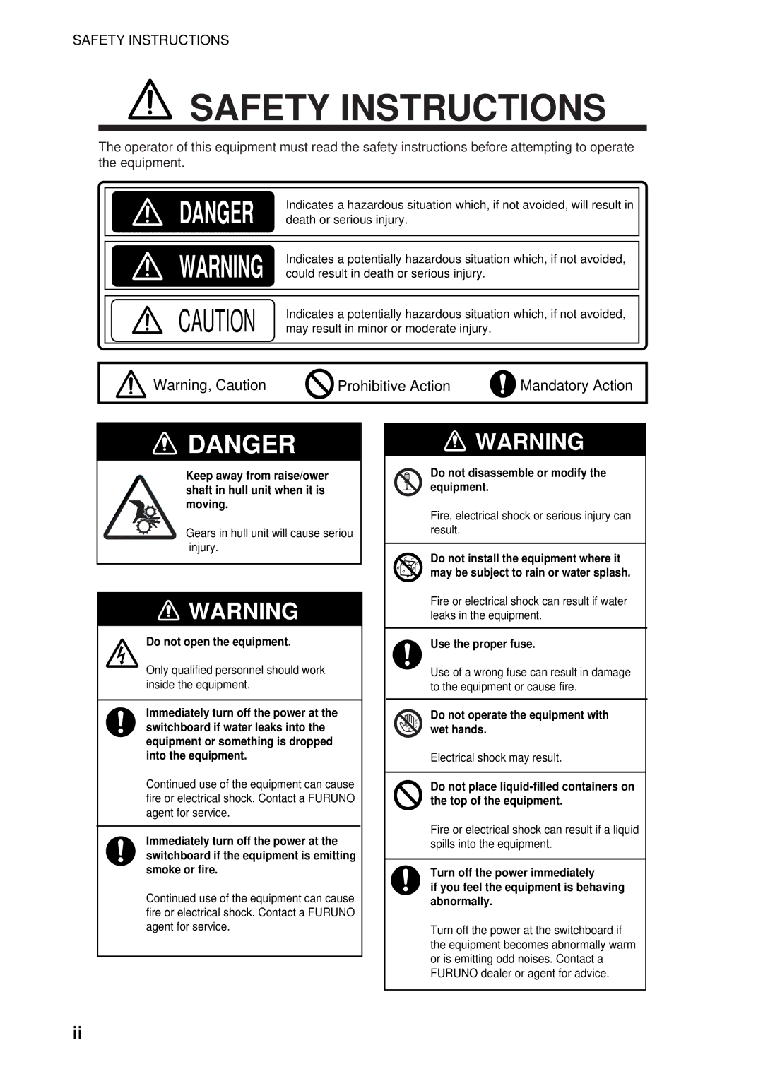 Furuno FSV-84 manual Safety Instructions 