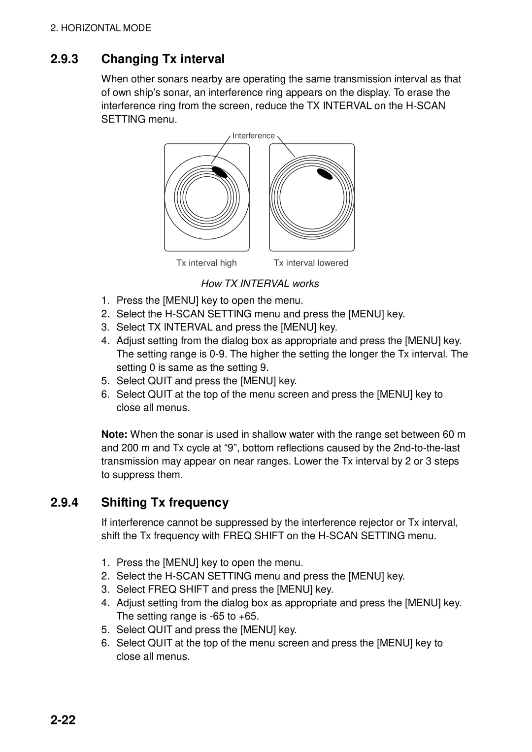 Furuno FSV-84 manual Changing Tx interval, Shifting Tx frequency, How TX Interval works 