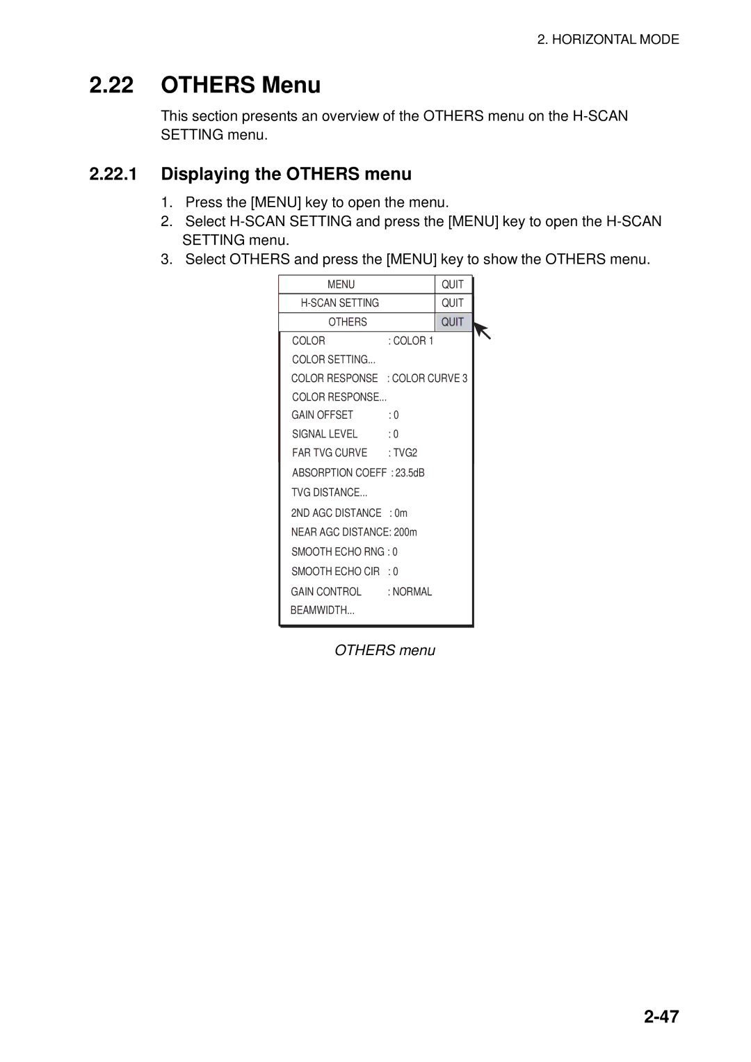 Furuno FSV-84 manual Others Menu, Displaying the Others menu 