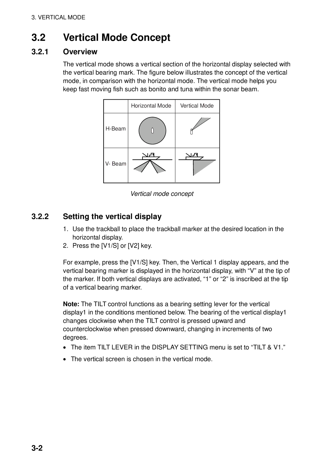 Furuno FSV-84 manual Vertical Mode Concept, Overview, Setting the vertical display, Vertical mode concept 