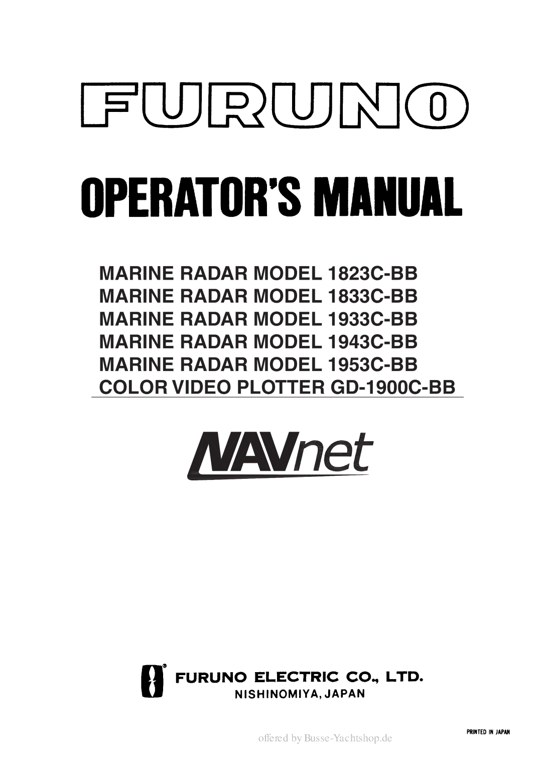 Furuno 1953C-BB, FURUNO MARINE RADAR, 1943C-BB, 1933C-BB, 1823C-BB, 1833C-BB manual Offered by Busse-Yachtshop.de 