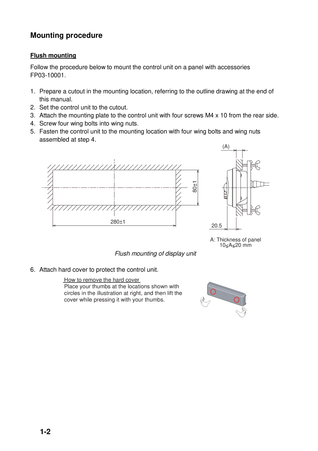 Furuno GD-1900C-BB, 1953C-BB, 1943C-BB, 1933C-BB, 1823C-BB, 1833C-BB Mounting procedure, Flush mounting of display unit 