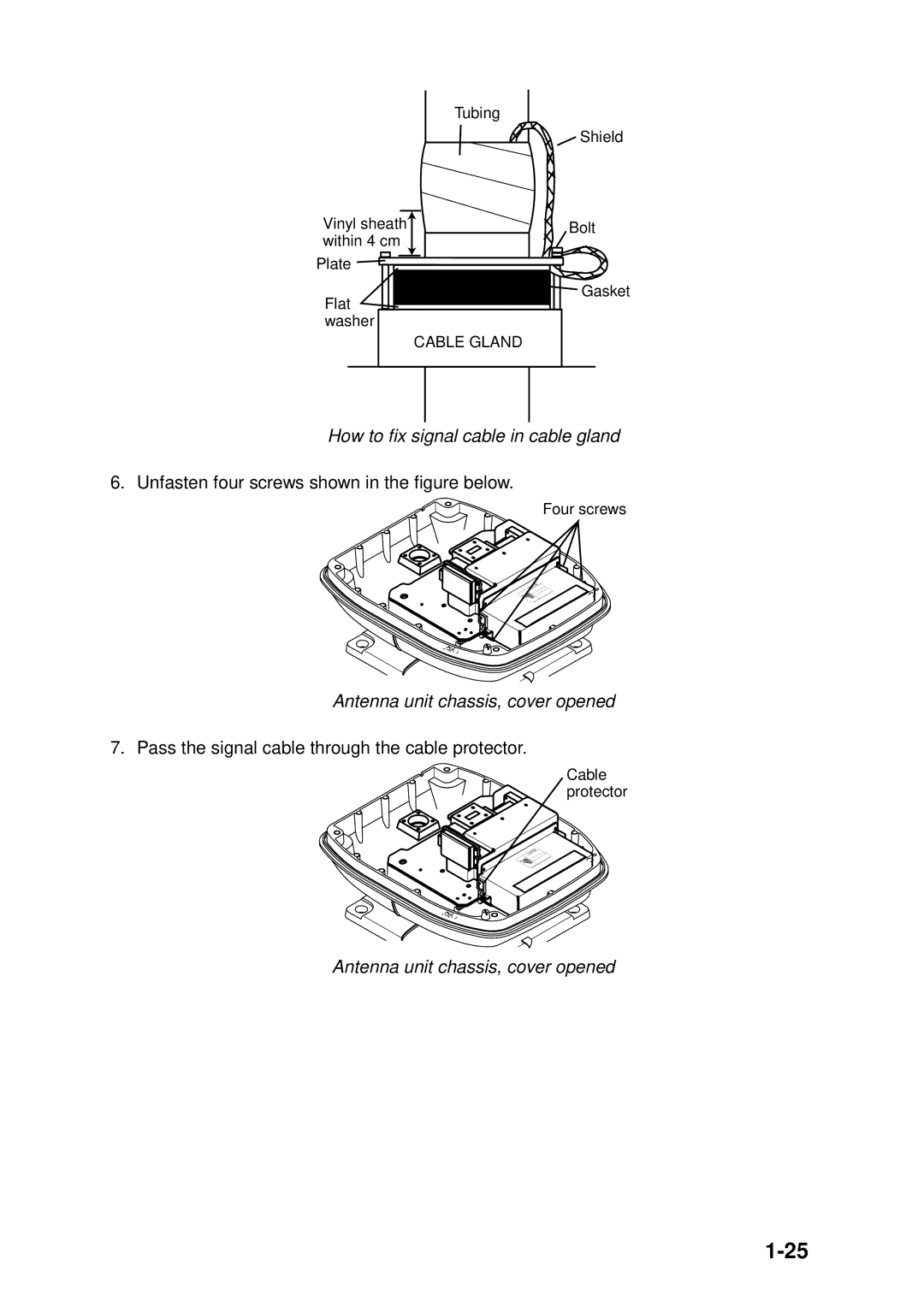 Furuno 1833C-BB, GD-1900C-BB, 1953C-BB, 1943C-BB, 1933C-BB, 1823C-BB manual How to fix signal cable in cable gland 