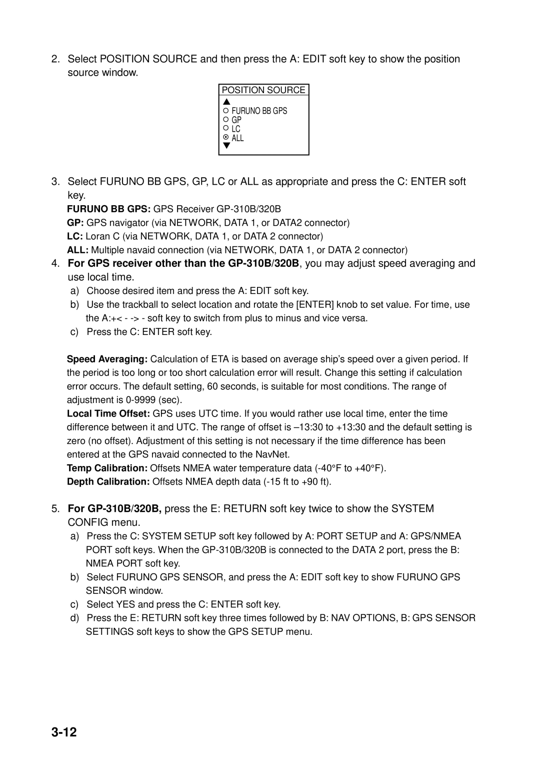 Furuno 1943C-BB, GD-1900C-BB, 1953C-BB, 1933C-BB, 1823C-BB, 1833C-BB manual Position Source Furuno BB GPS ALL 