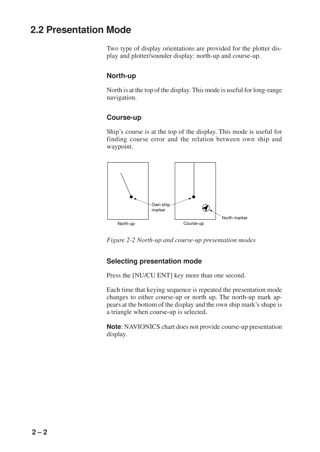 Furuno GP-1600F manual Presentation Mode, North-up, Course-up, Selecting presentation mode 