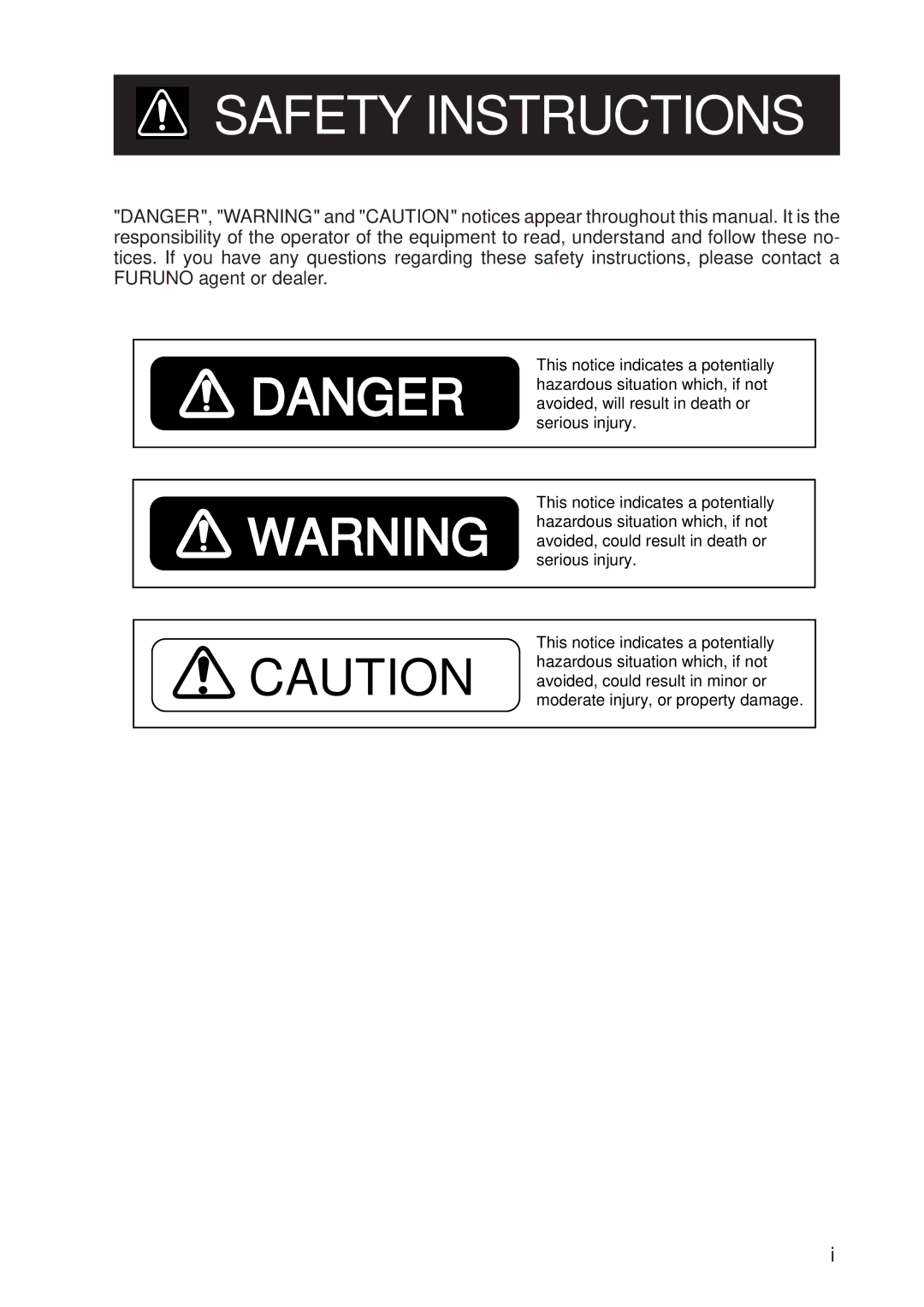 Furuno GP-1600F manual Safety Instructions 