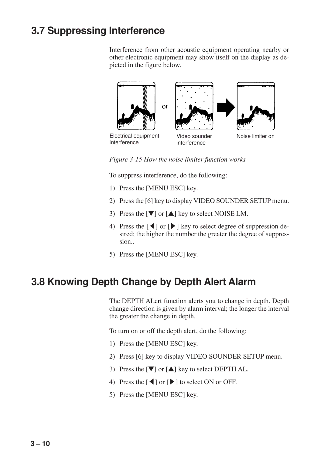 Furuno GP-1600F manual Suppressing Interference, Knowing Depth Change by Depth Alert Alarm 