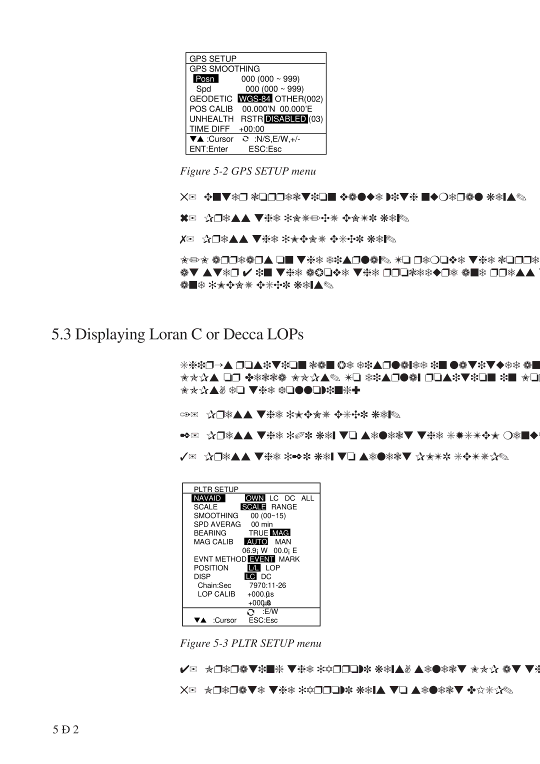 Furuno GP-1600F manual Displaying Loran C or Decca LOPs, GPS Setup menu 