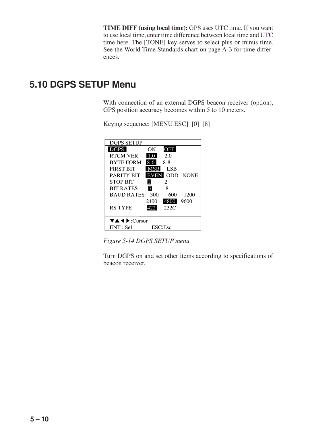 Furuno GP-1600F manual Dgps Setup Menu, Even 