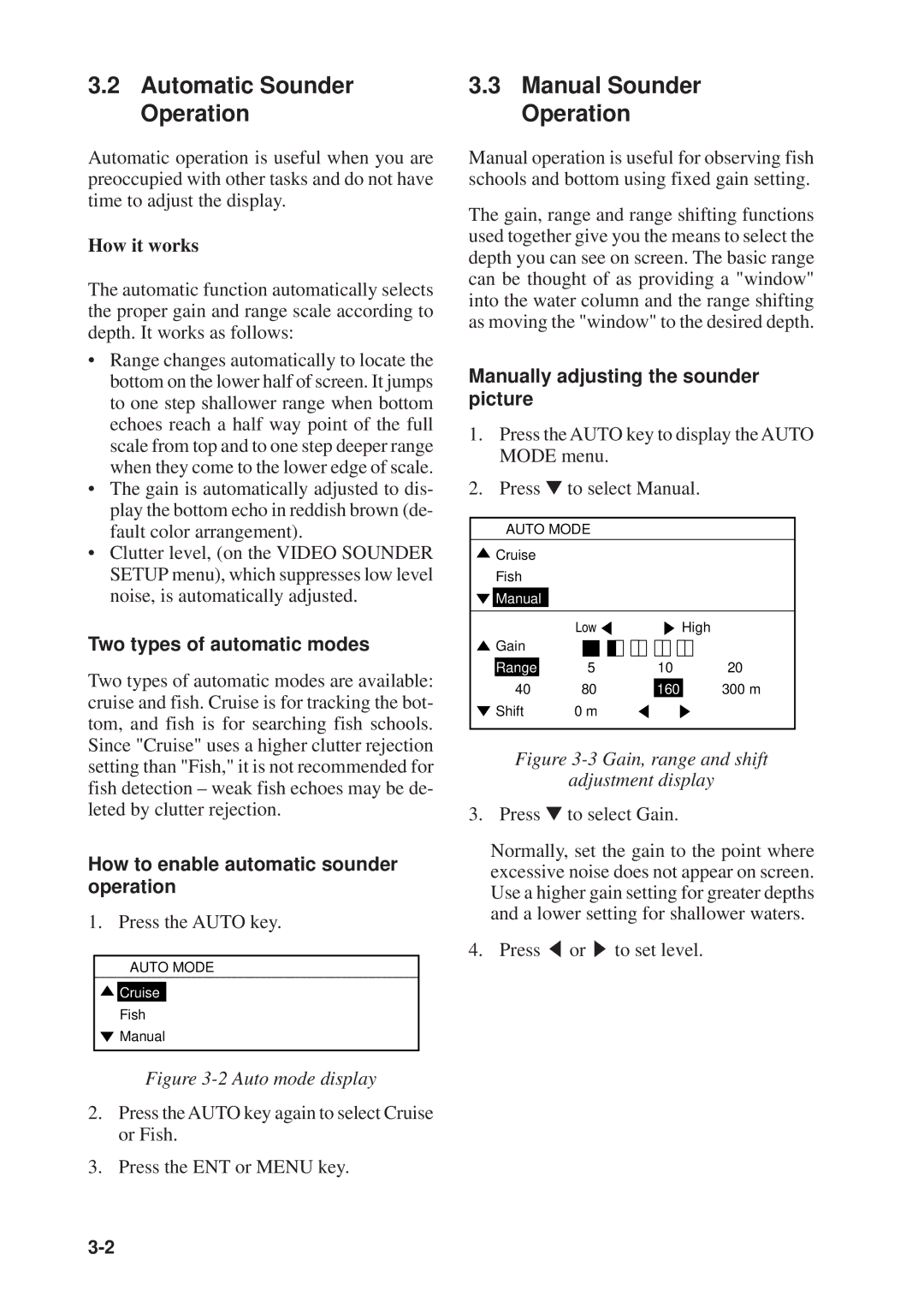 Furuno GP-1610CF manual Automatic Sounder Operation, Manual Sounder Operation, Two types of automatic modes 
