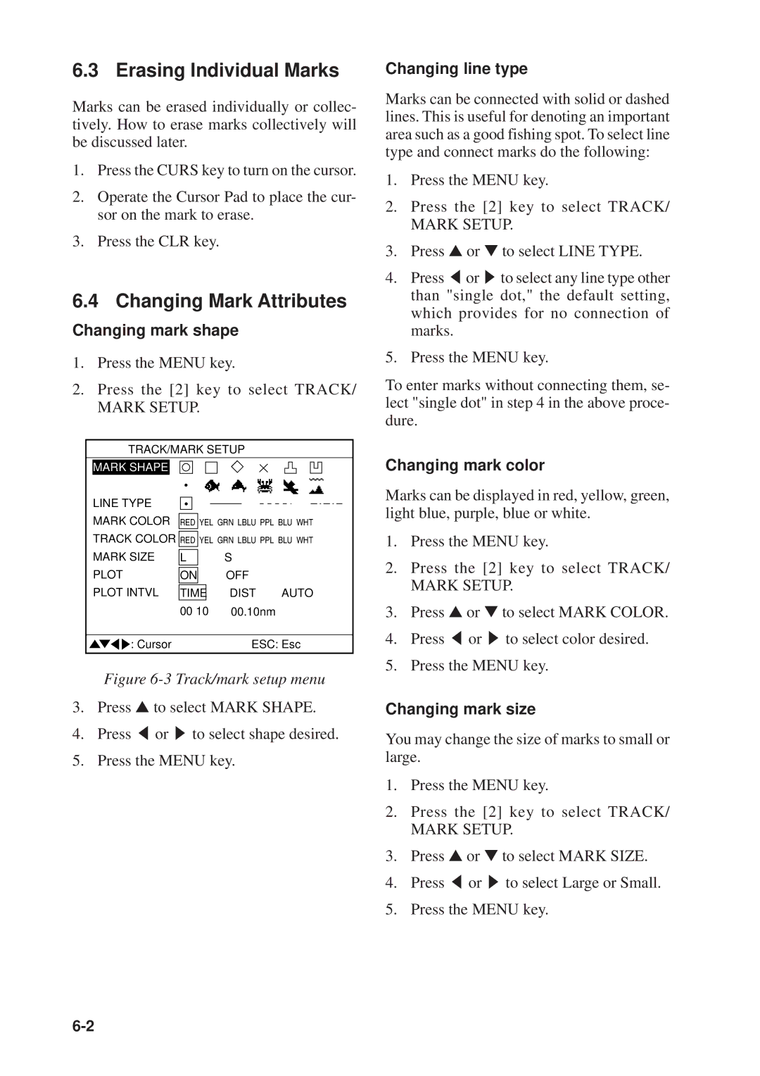 Furuno GP-1610CF manual Erasing Individual Marks, Changing Mark Attributes 