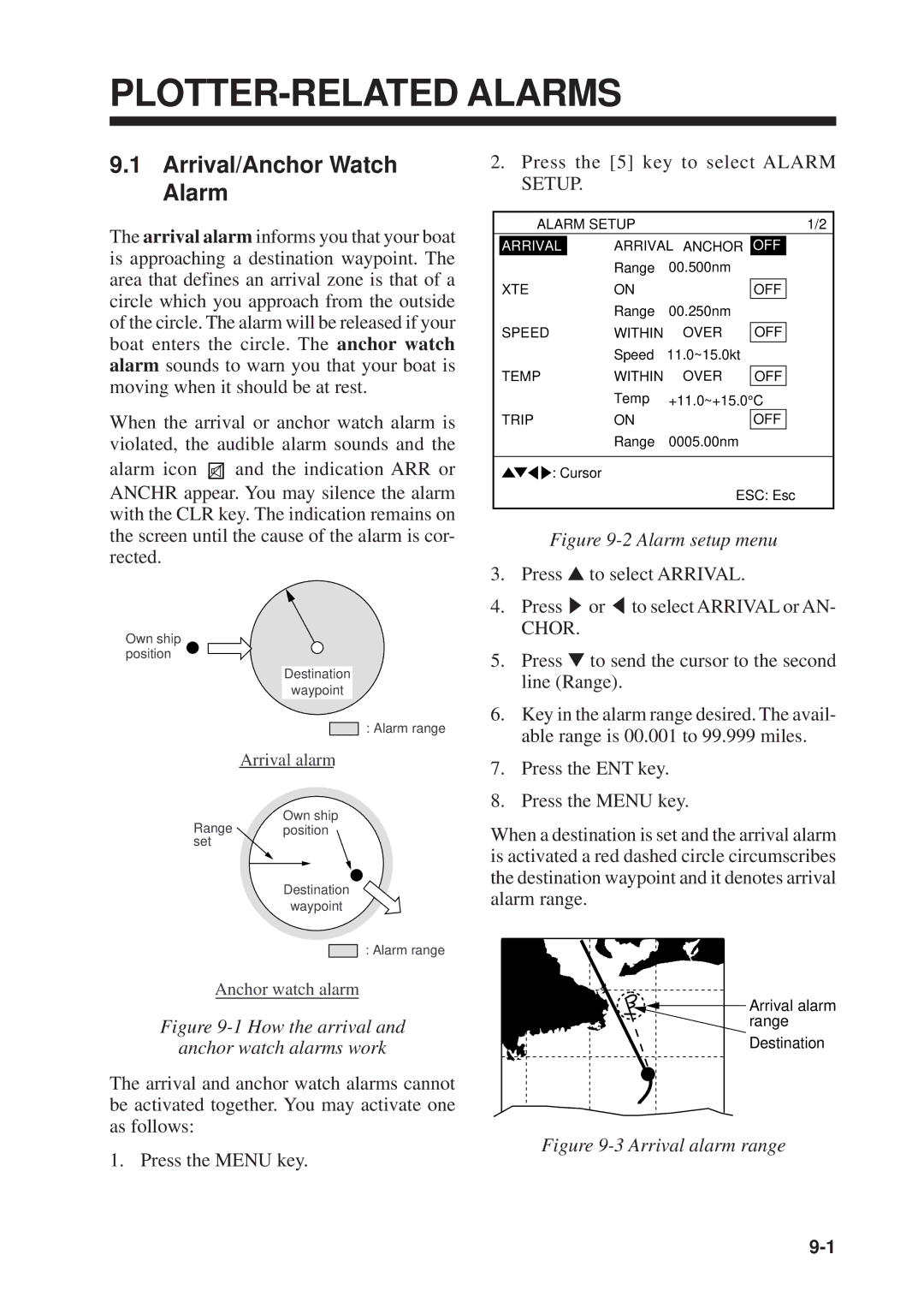 Furuno GP-1610CF manual PLOTTER-RELATED Alarms, Arrival/Anchor Watch Alarm 