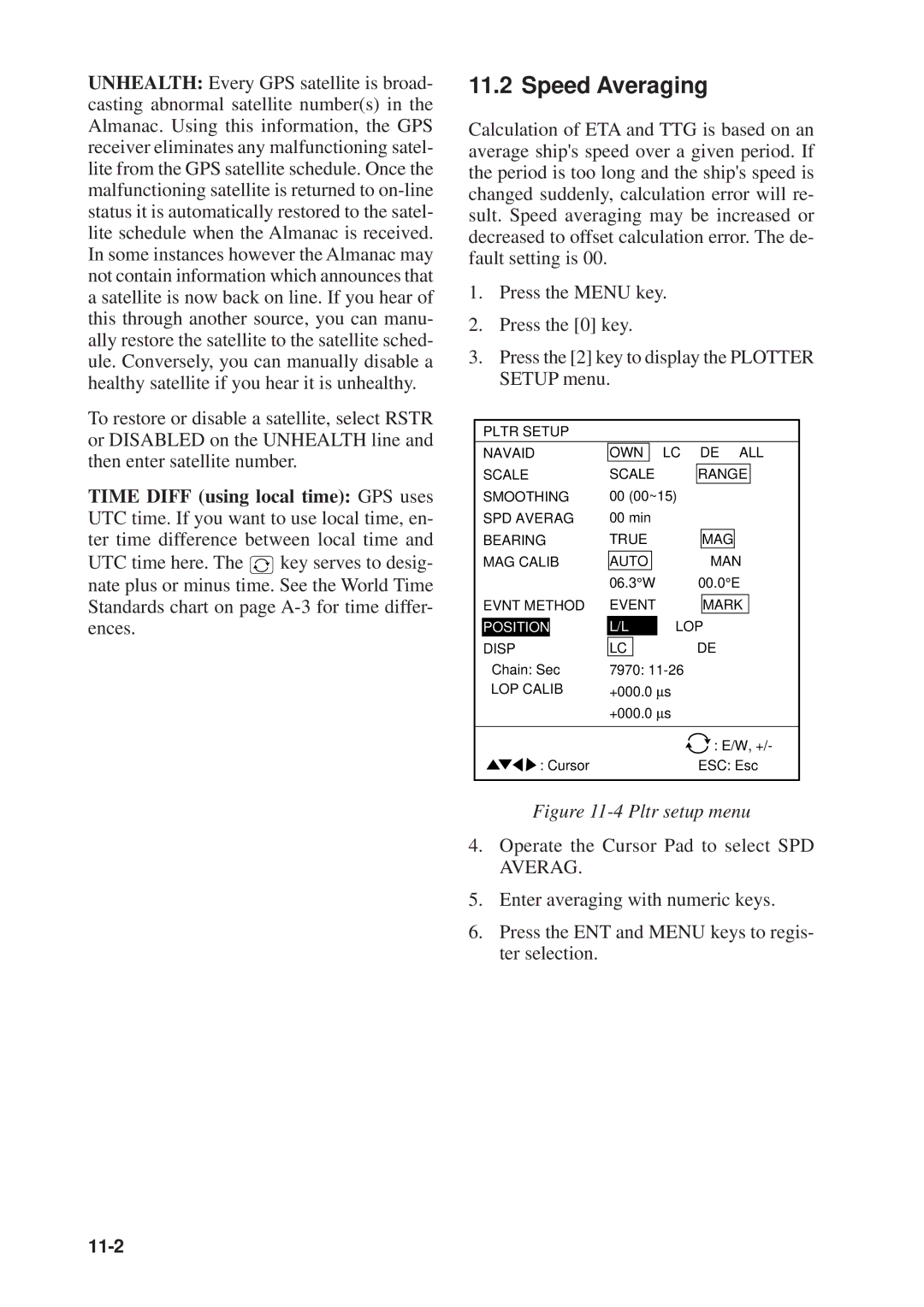 Furuno GP-1610CF manual Speed Averaging, Pltr setup menu 