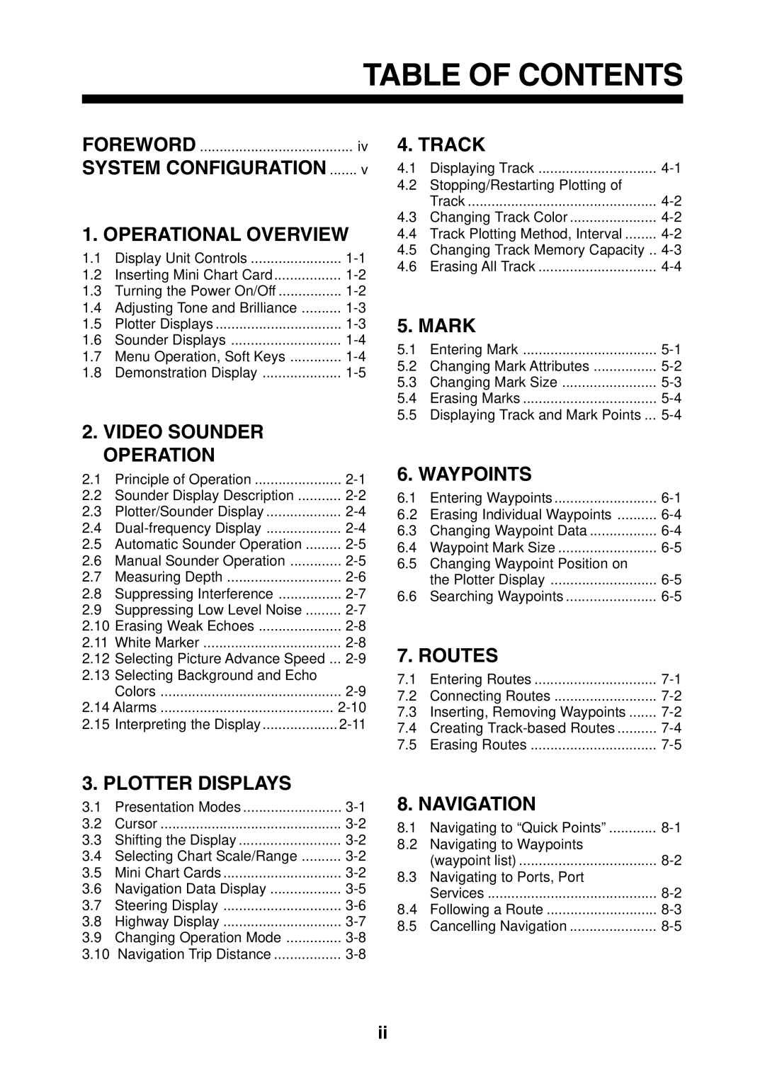 Furuno GP-1650DF, GP-1650F manual Table of Contents 