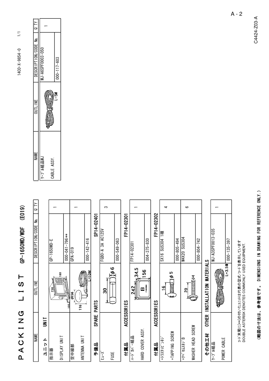 Furuno installation manual GP-1650WD/WDF E019 