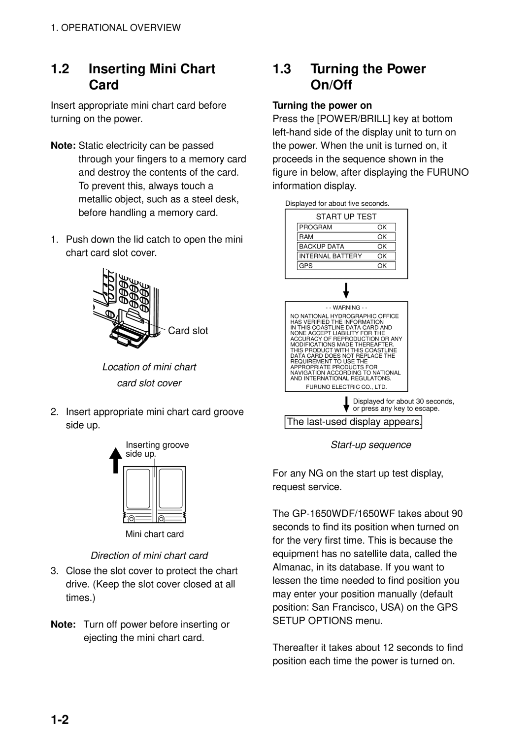 Furuno GP-1650WF, GP-1650WDF manual Inserting Mini Chart Card 