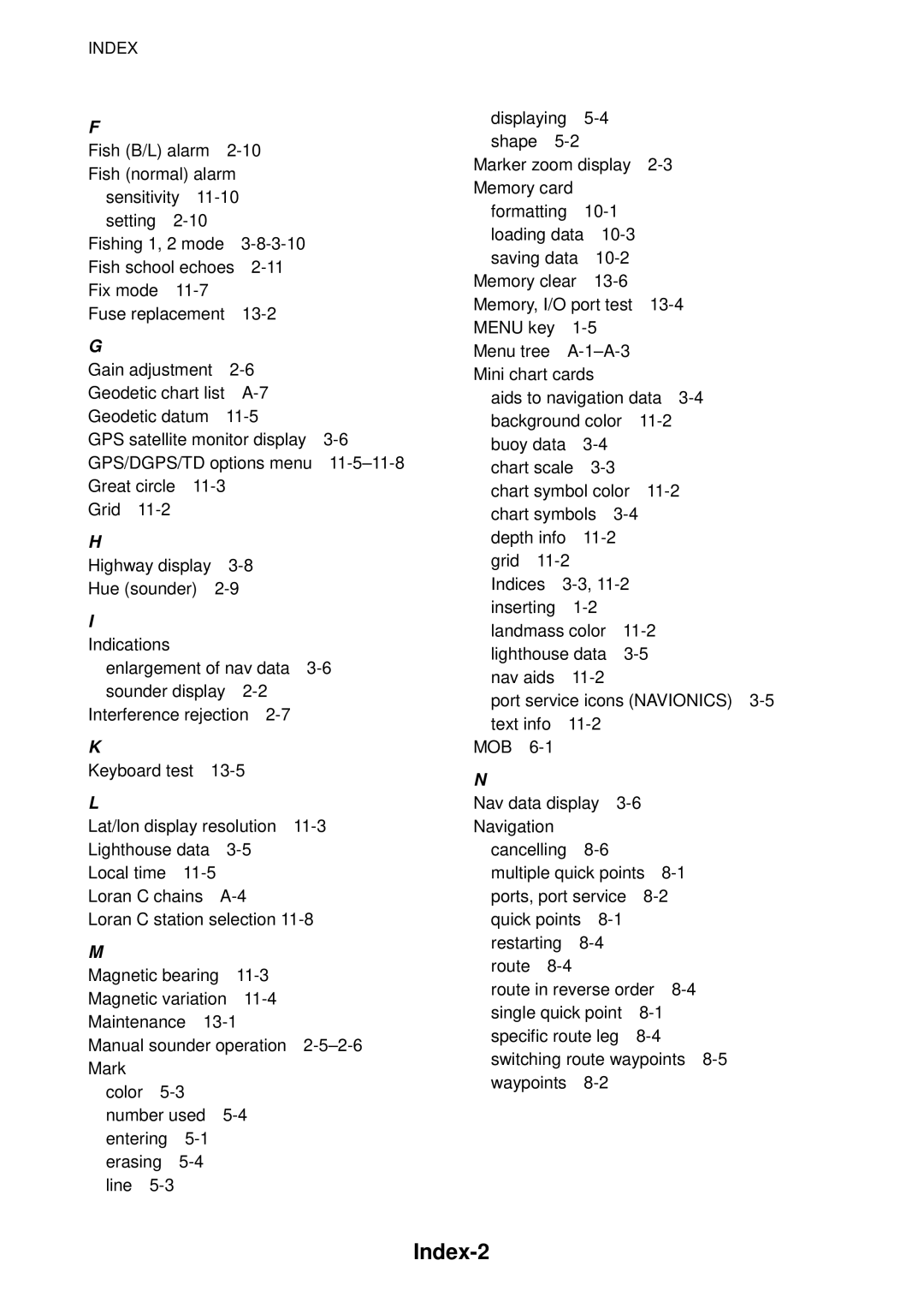 Furuno GP-1650WF, GP-1650WDF manual Index-2, Indications 