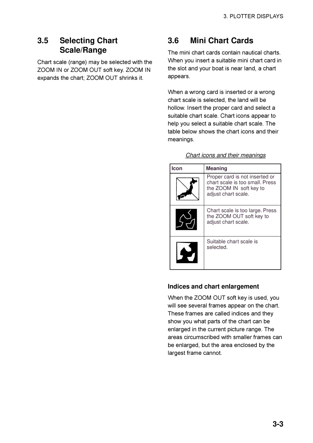 Furuno GP-1650WDF, GP-1650WF manual Selecting Chart Scale/Range, Mini Chart Cards, Indices and chart enlargement 