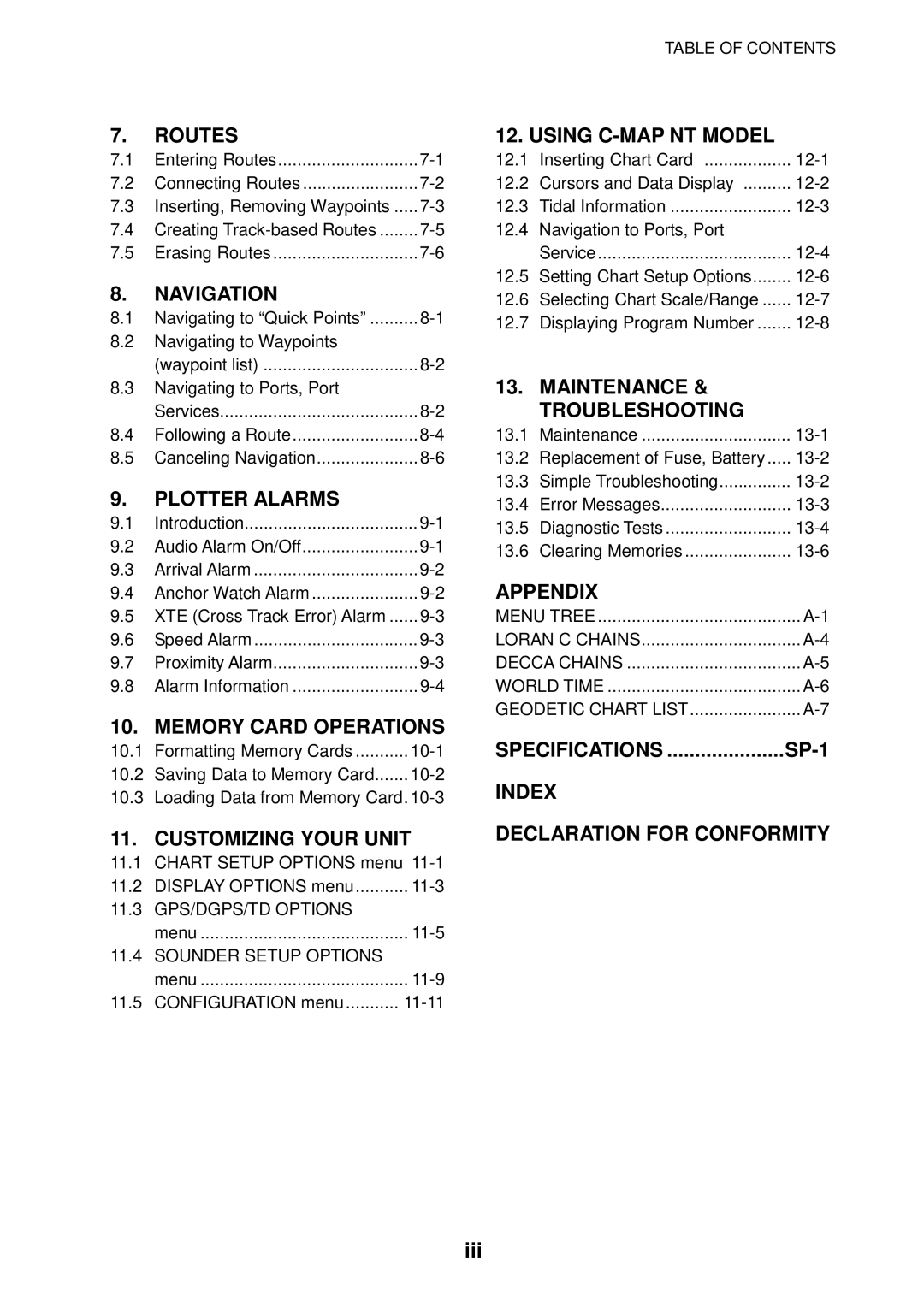 Furuno GP-1650WDF, GP-1650WF manual Iii, Routes 