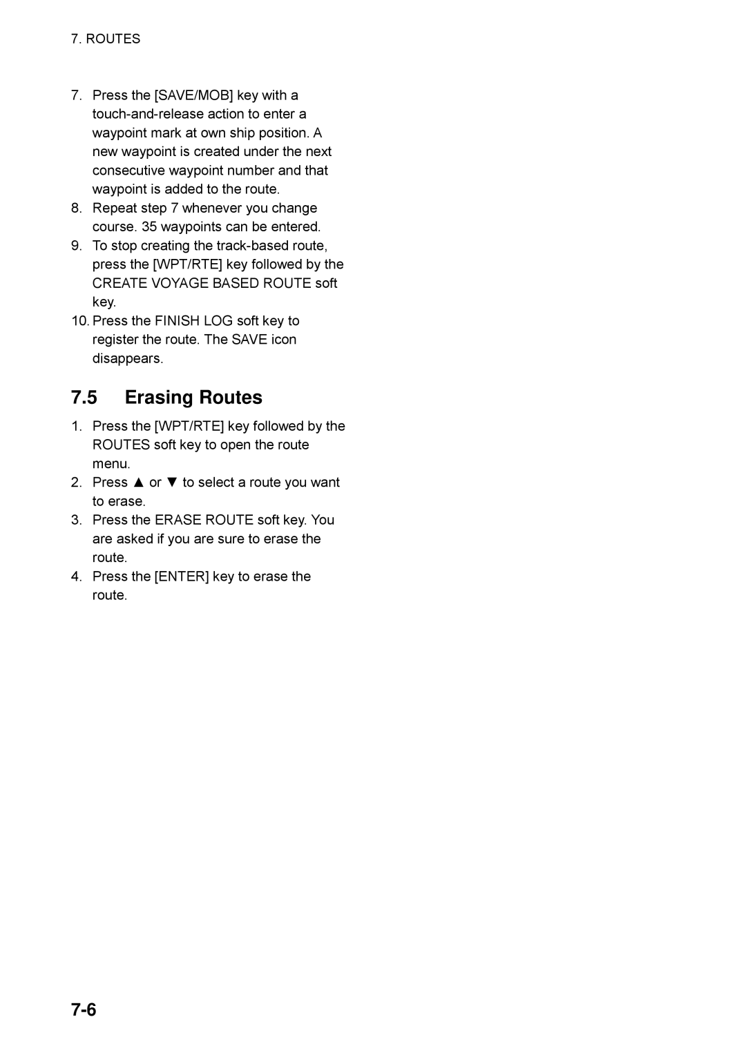 Furuno GP-1650WF, GP-1650WDF manual Erasing Routes 