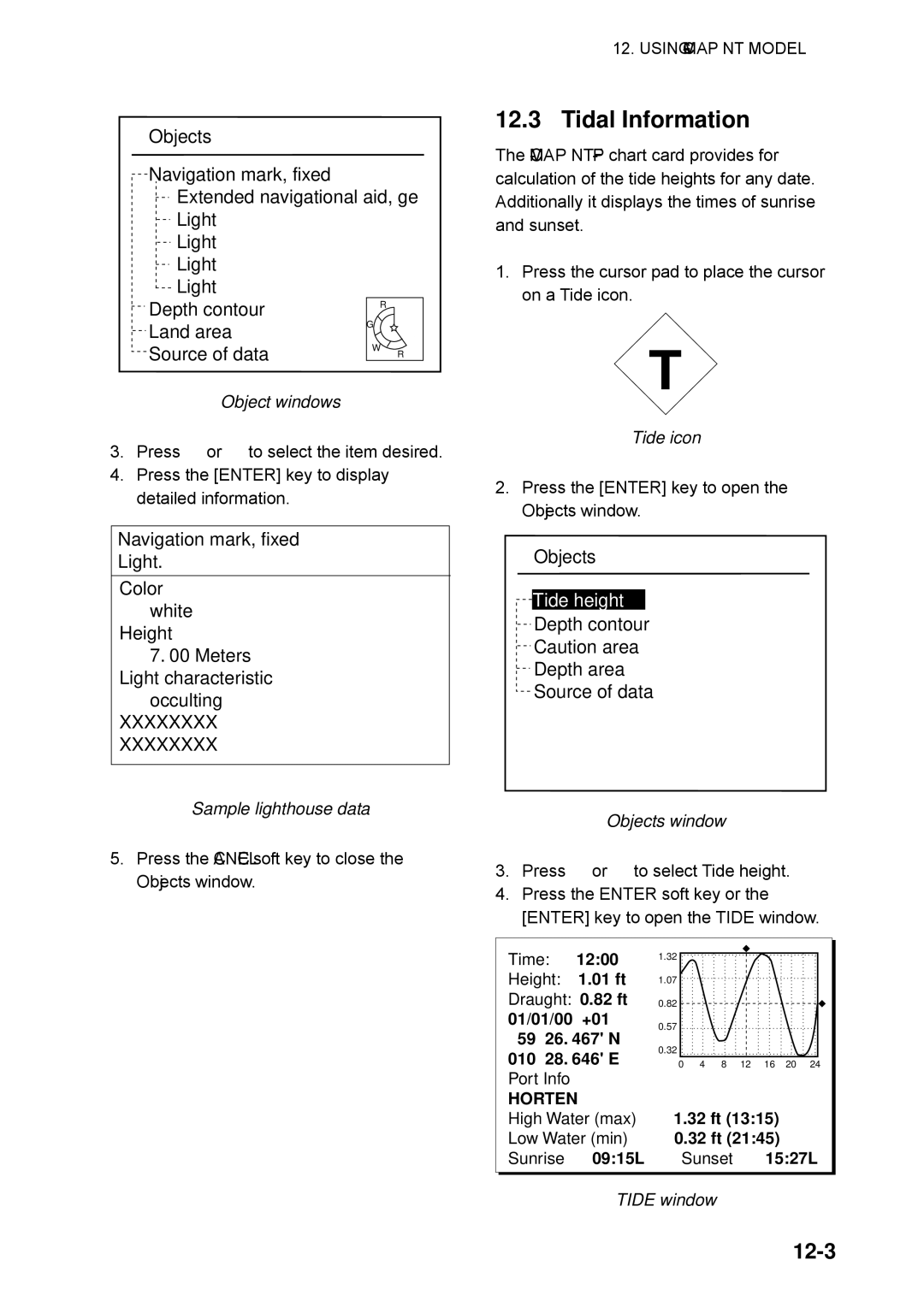 Furuno GP-1650WDF, GP-1650WF manual Tidal Information, 12-3 