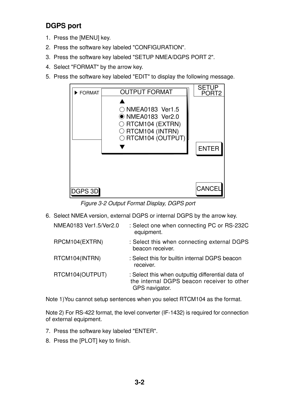 Furuno GP-1850D installation manual Dgps port, RTCM104OUTPUT 