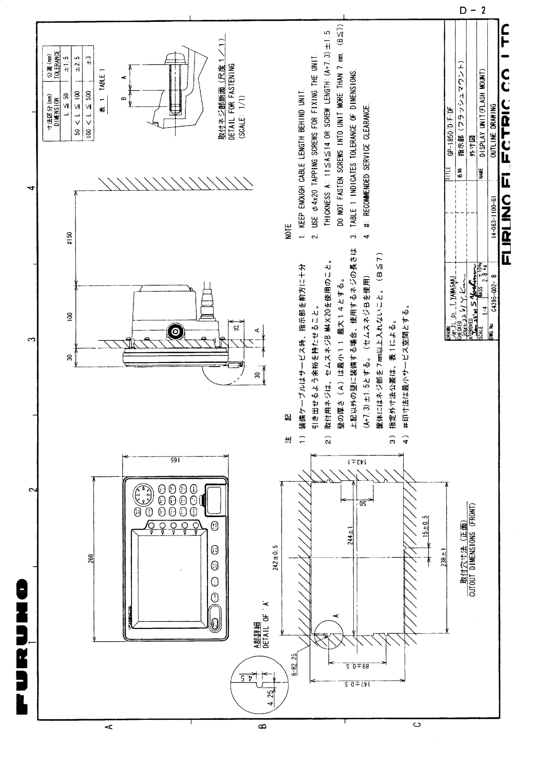 Furuno GP-1850D installation manual 