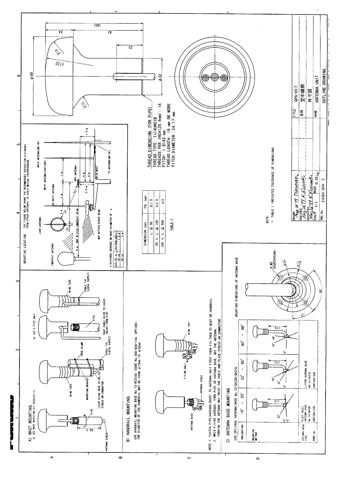 Furuno GP-1850D installation manual 