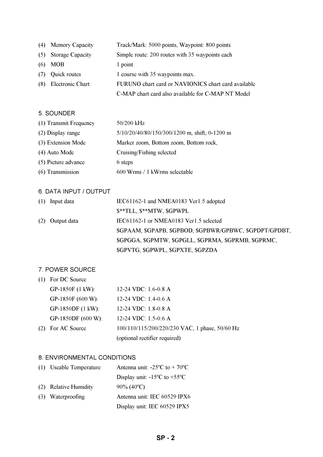 Furuno GP-1850F, GP-1850DF manual Sounder 