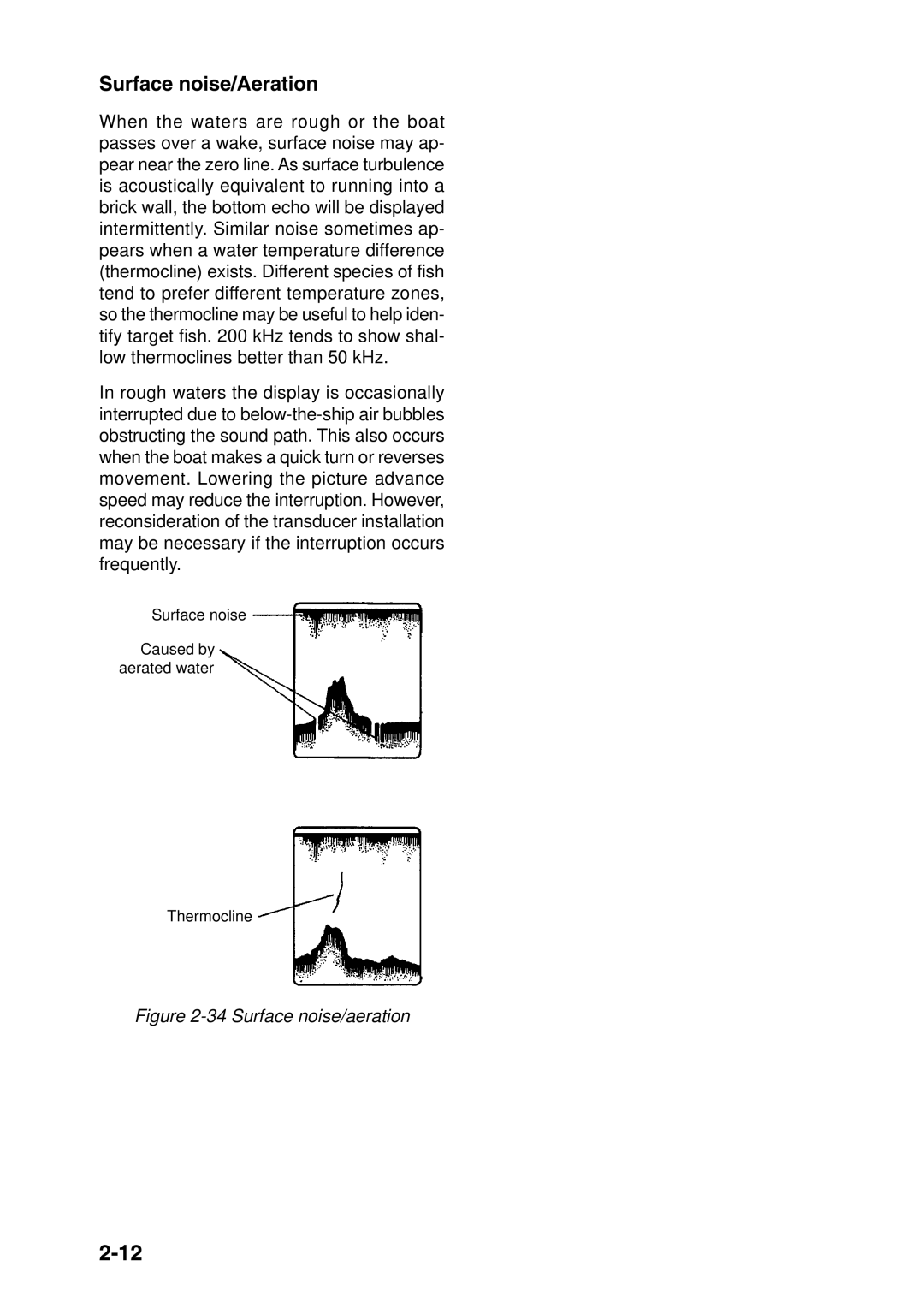 Furuno GP-1850DF, GP-1850F manual Surface noise/Aeration, Surface noise/aeration 