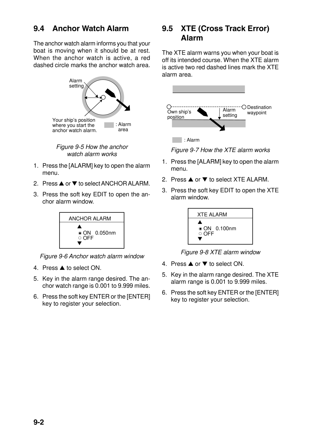 Furuno GP-1850DF, GP-1850F manual Anchor Watch Alarm, XTE Cross Track Error Alarm 