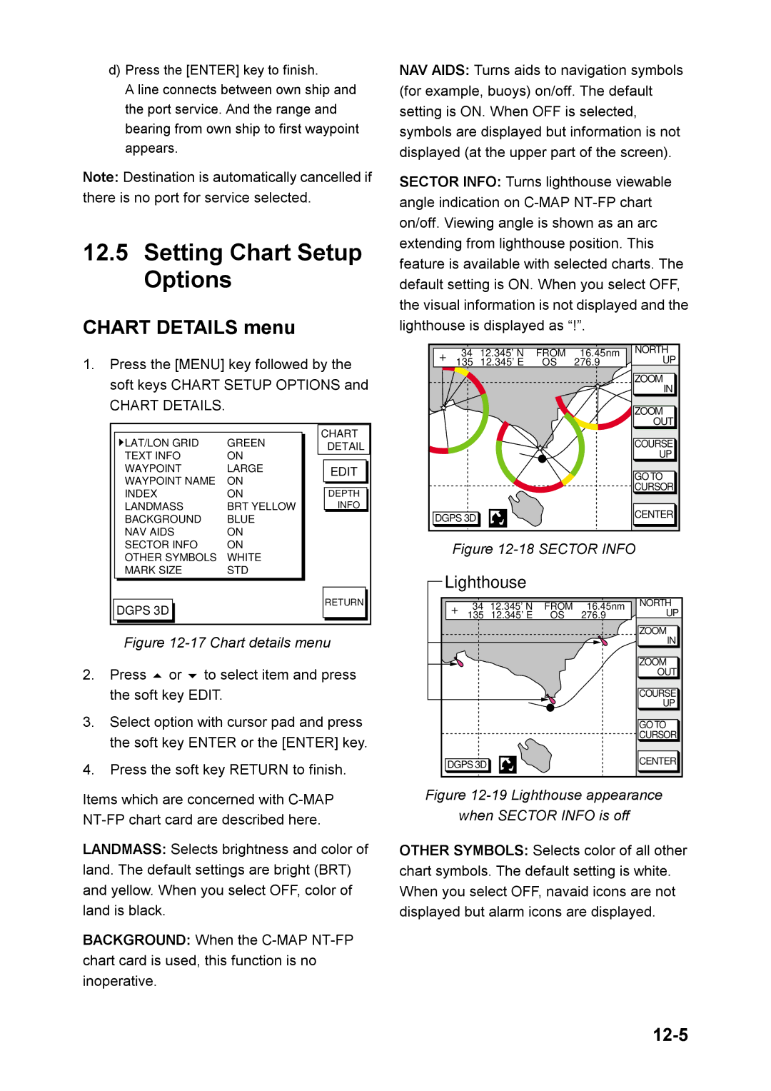 Furuno GP-1850F, GP-1850DF manual Setting Chart Setup Options 