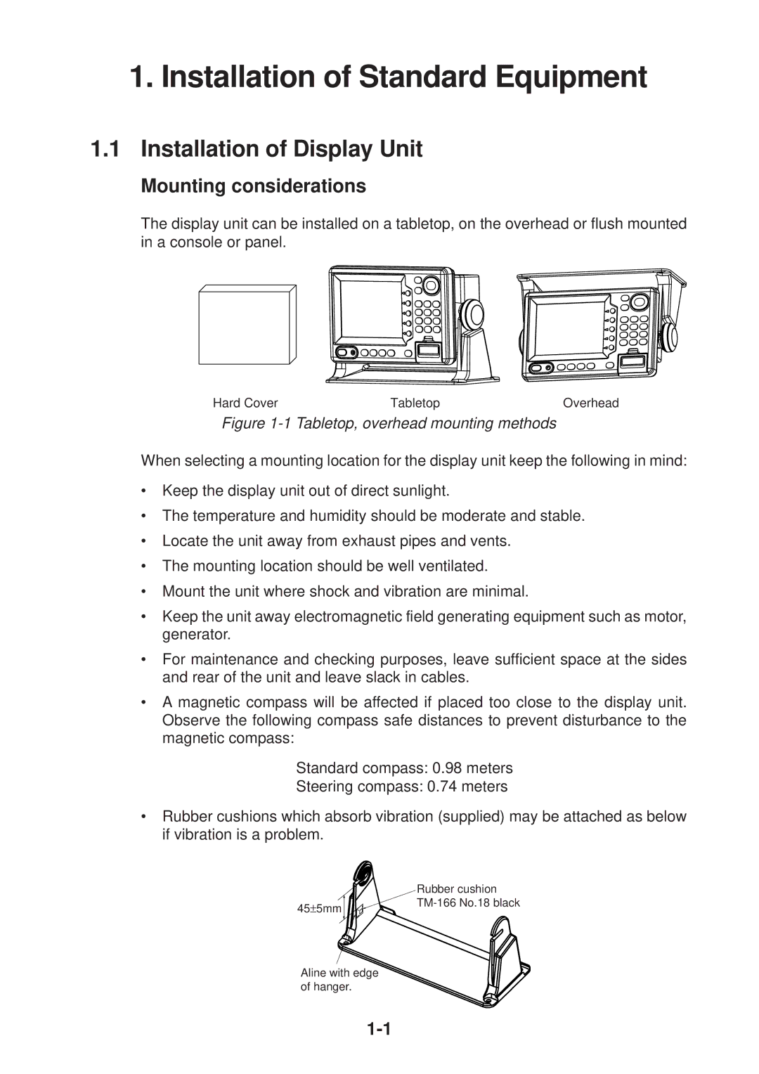 Furuno GP-1850DF installation manual Installation of Display Unit, Mounting considerations 