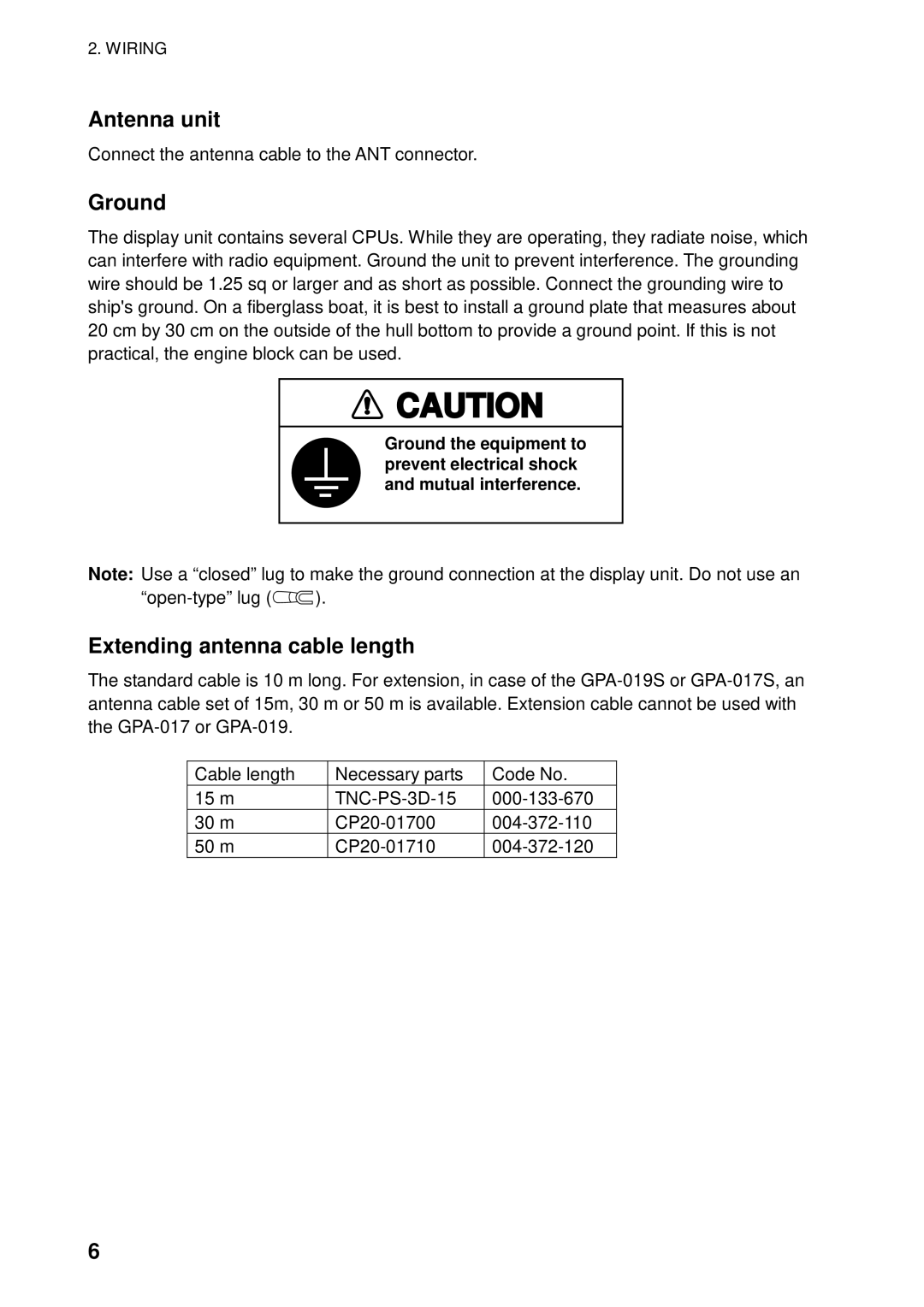 Furuno GP-1850WD installation manual Antenna unit, Ground, Extending antenna cable length 