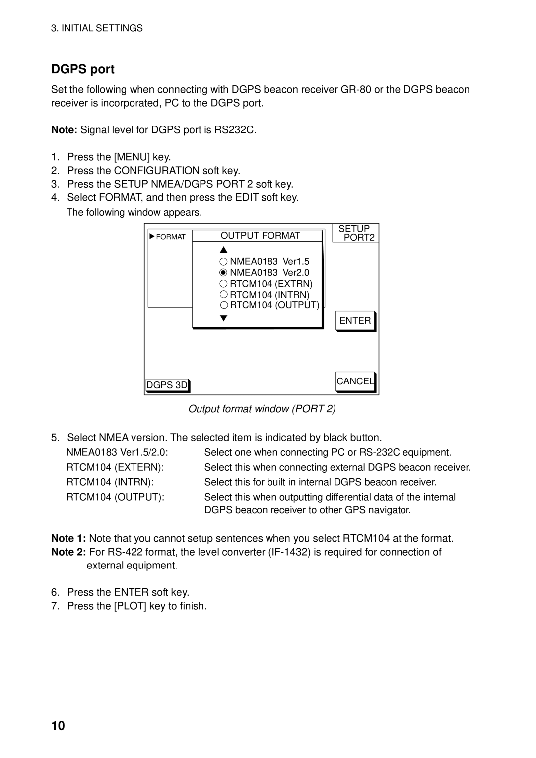 Furuno GP-1850WD installation manual Dgps port, RTCM104 Output 