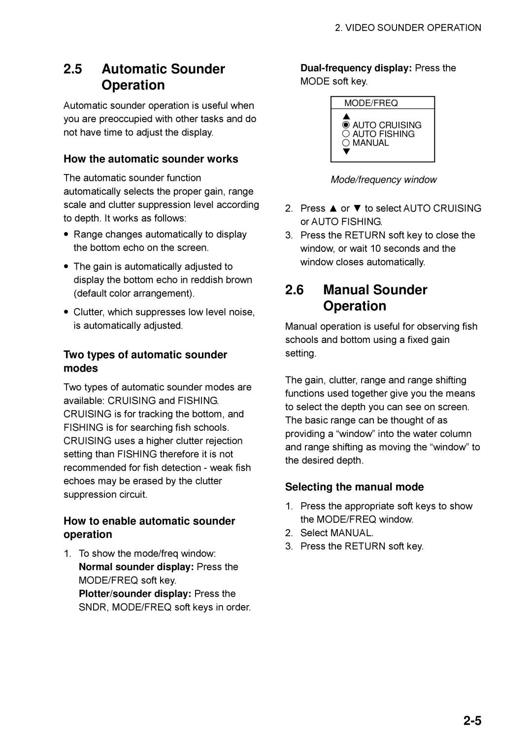 Furuno GP-1850WF, GP-1850WDF manual Automatic Sounder Operation, Manual Sounder Operation 