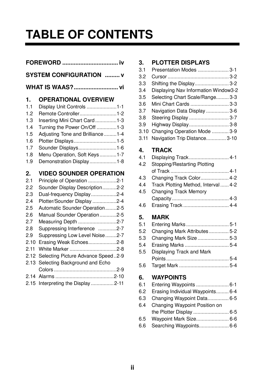 Furuno GP-1850WDF, GP-1850WF manual Table of Contents 