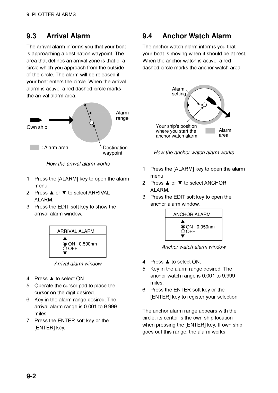 Furuno GP-1850WDF, GP-1850WF manual Arrival Alarm, Anchor Watch Alarm 