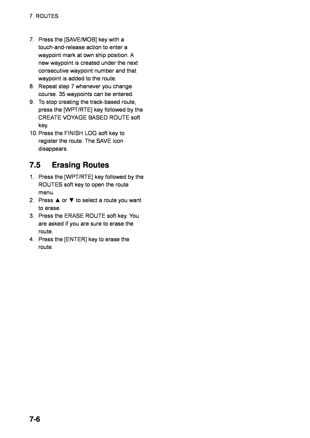 Furuno GP-1850WDF, GP-1850WF manual Erasing Routes 