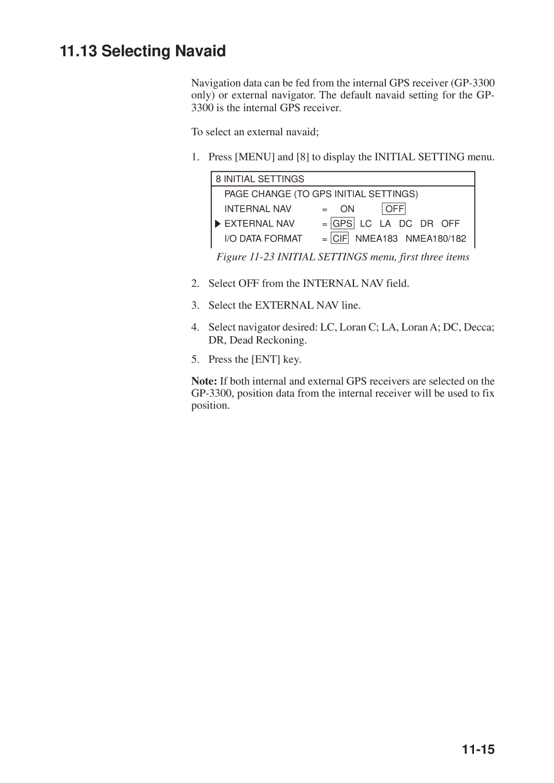Furuno GP-3300, GD-3300 manual Selecting Navaid, 11-15 