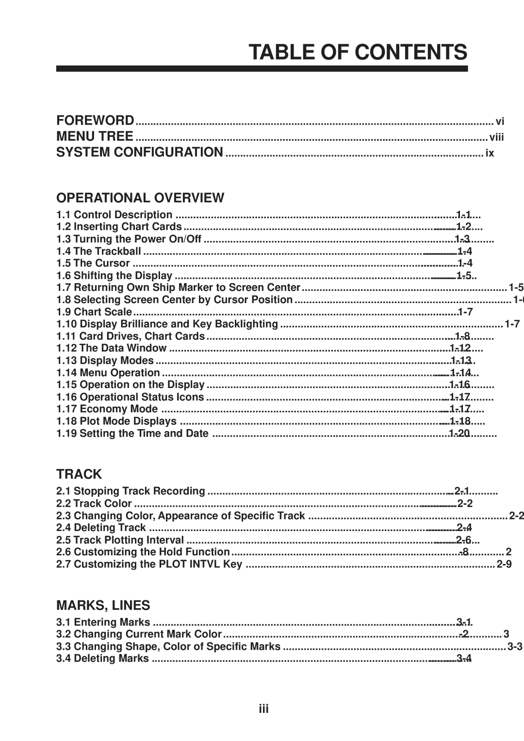 Furuno GD-3300, GP-3300 manual Table of Contents 