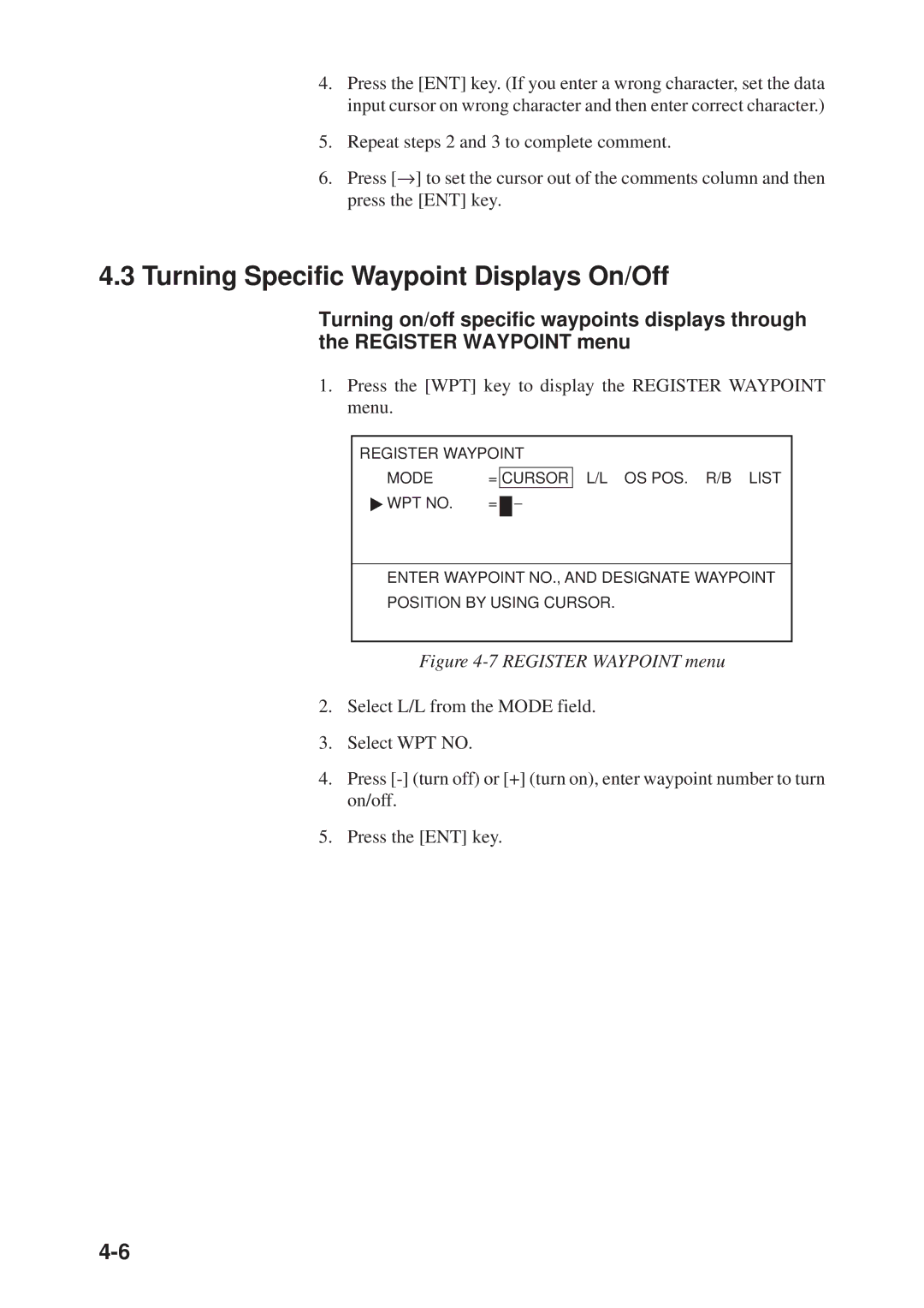 Furuno GD-3300, GP-3300 manual Turning Specific Waypoint Displays On/Off 