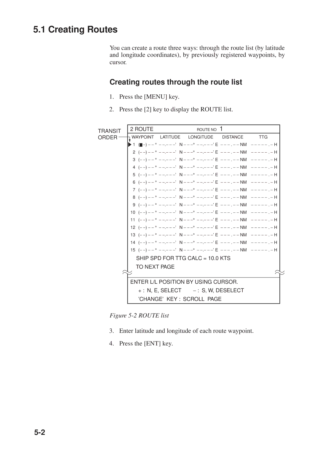 Furuno GD-3300, GP-3300 manual Creating Routes, Creating routes through the route list 