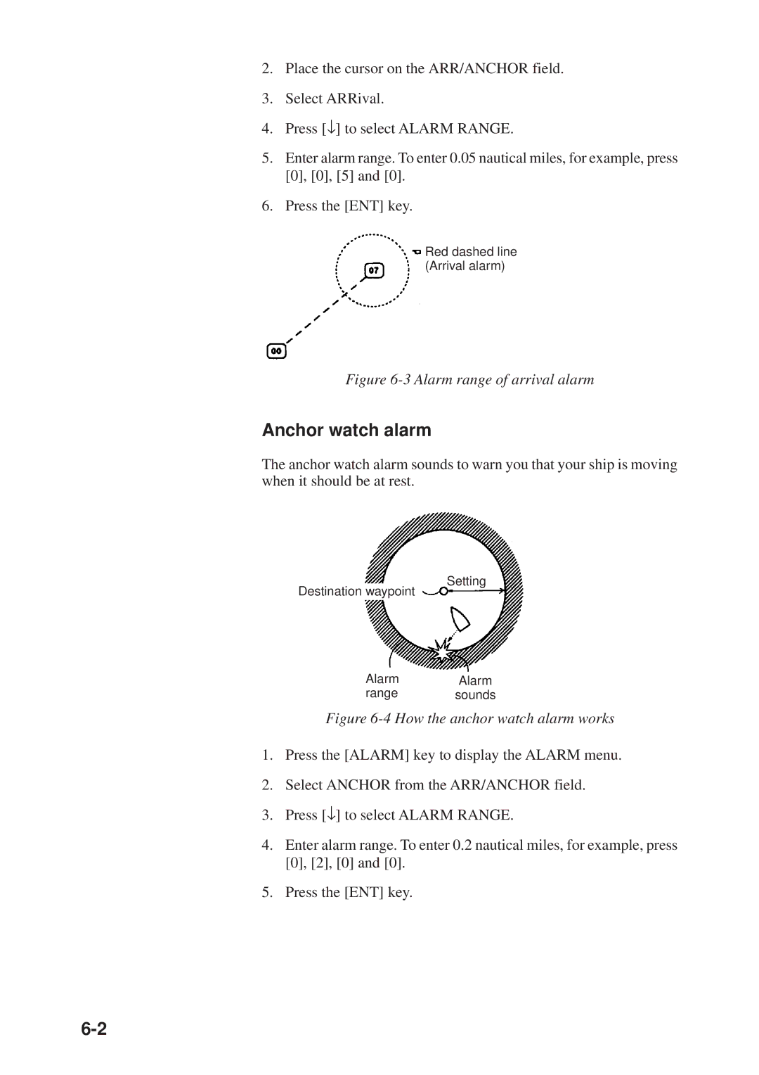 Furuno GP-3300, GD-3300 manual Anchor watch alarm, Alarm range of arrival alarm 