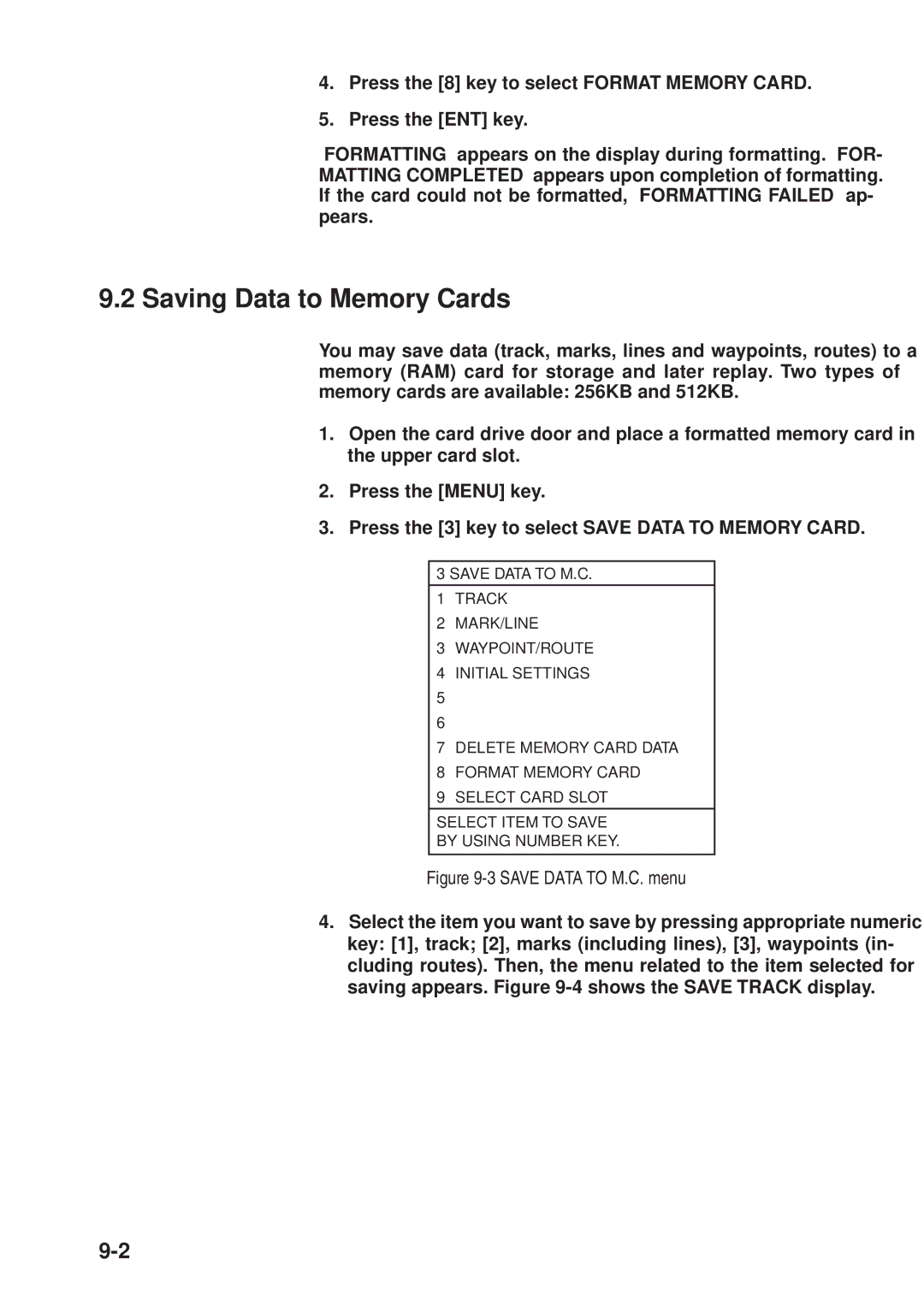 Furuno GP-3300, GD-3300 manual Saving Data to Memory Cards 