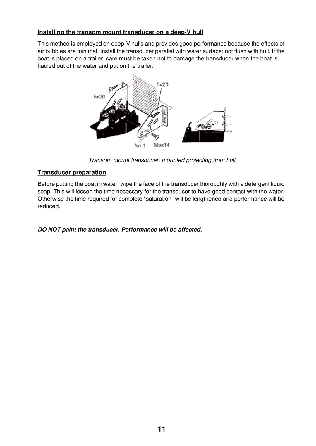 Furuno GP-7000F installation manual Installing the transom mount transducer on a deep-V hull, Transducer preparation 